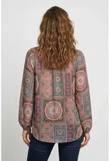 Boho Georgette Balloon Sleeve Tie Front Top