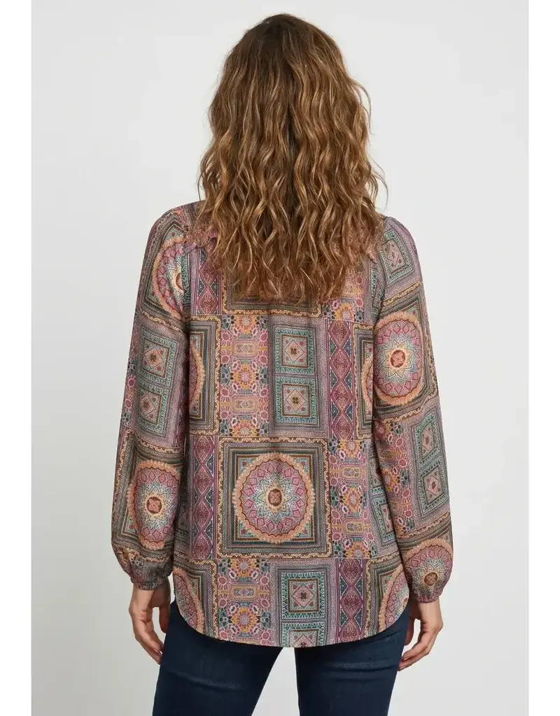 Boho Georgette Balloon Sleeve Tie Front Top