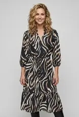 Linique Zebra Self Sash Midi Dress