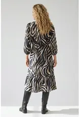 Linique Zebra Self Sash Midi Dress
