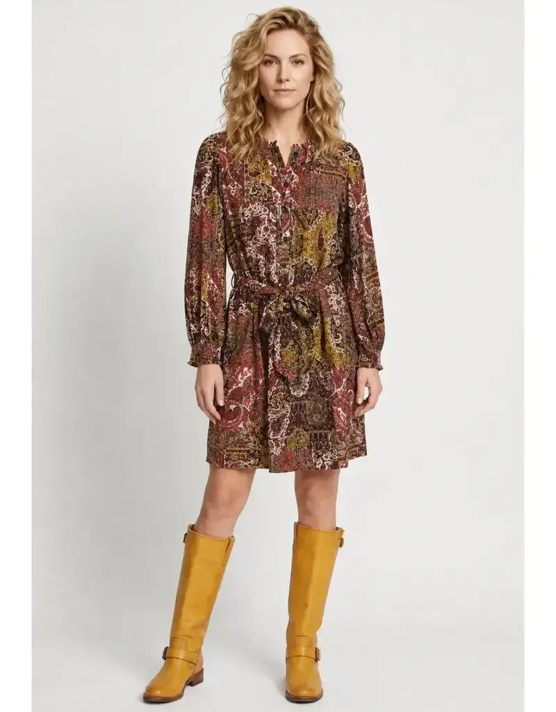 Georgette Ruffle Neck Button Front Dress