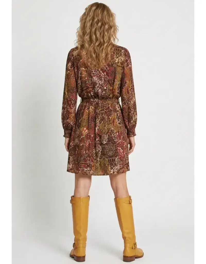 Georgette Ruffle Neck Button Front Dress