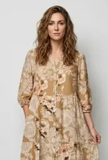 Linique Floral Button Down Peasant Sleeve Dress