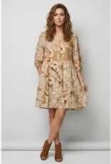 Linique Floral Button Down Peasant Sleeve Dress