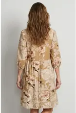 Linique Floral Button Down Peasant Sleeve Dress