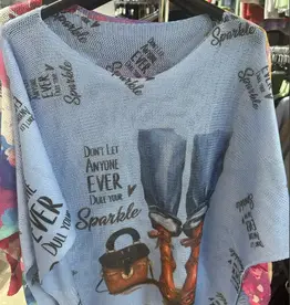 Don't Let Anyone Dull Your Sparkle Knit Printed Sweater - Blue