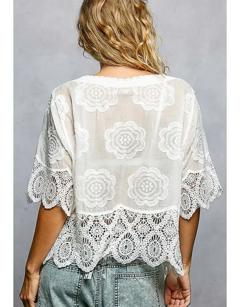 Cassie Crochet Trim Neckline Jacket/Top