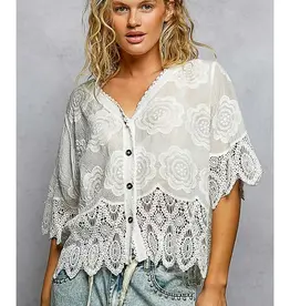 Cassie Crochet Trim Neckline Jacket/Top