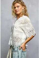 Cassie Crochet Trim Neckline Jacket/Top