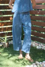 Smocked Waist Pocket Detail Denim Pants