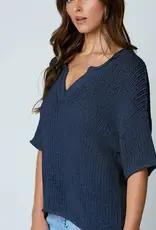 Natalie Split Neck Lightweight Crochet Knit Top