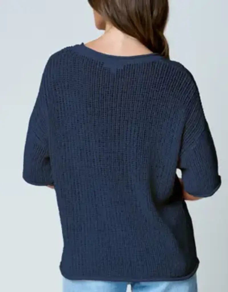 Natalie Split Neck Lightweight Crochet Knit Top