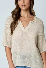 Natalie Split Neck Lightweight Crochet Knit Top