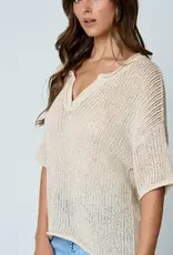 Natalie Split Neck Lightweight Crochet Knit Top
