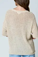 Natalie Split Neck Lightweight Crochet Knit Top