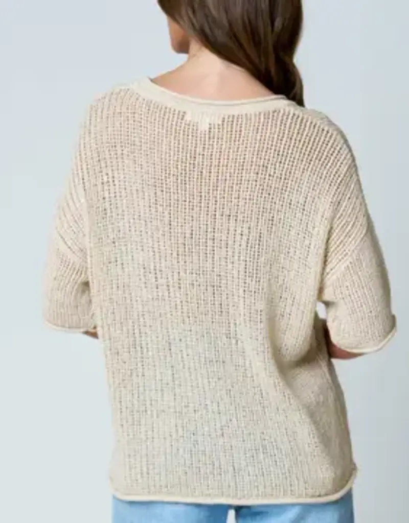 Natalie Split Neck Lightweight Crochet Knit Top