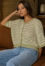 Carla Stripe Crochet Knit Cardigan