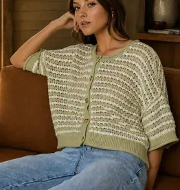 Carla Stripe Crochet Knit Cardigan