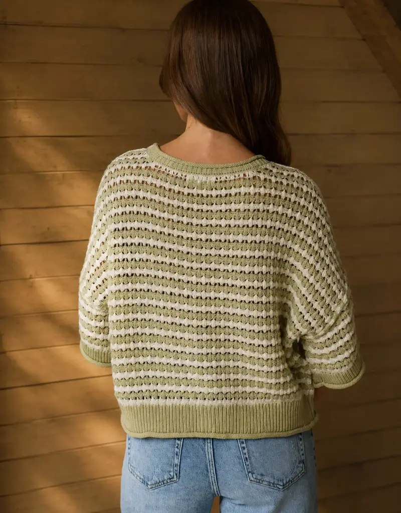 Carla Stripe Crochet Knit Cardigan
