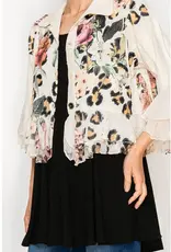 Caroline Floral Jacket W/Ruffle Hem & Sleeve Detail