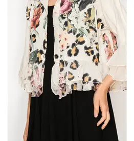 Caroline Floral Jacket W/Ruffle Hem & Sleeve Detail