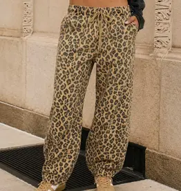 Lizzy Leopard Print Drawstring Barrel Pants