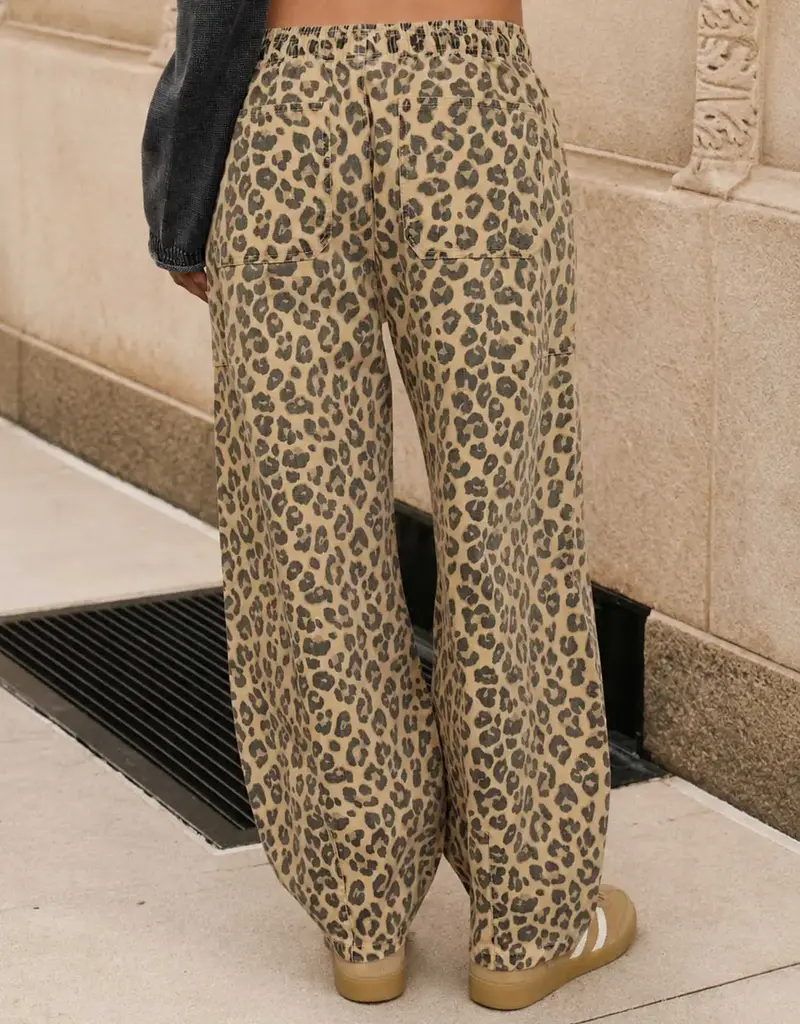 Lizzy Leopard Print Drawstring Barrel Pants