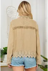 Blakely Boho Top With Lace Trim Hem & Cuffs