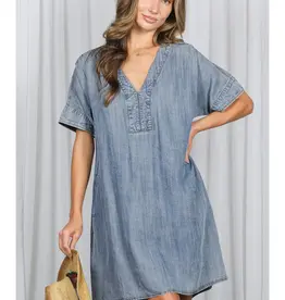 Vicki V-Neck Chambray Denim Dress