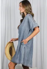 Vicki V-Neck Chambray Denim Dress