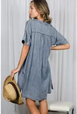 Vicki V-Neck Chambray Denim Dress