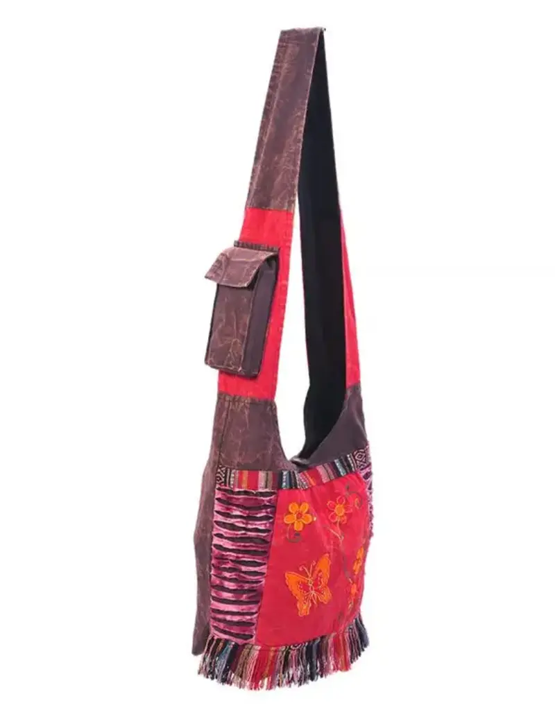 Butterfly Floral Vine Bohemian Hippie Boho Hobo Bag