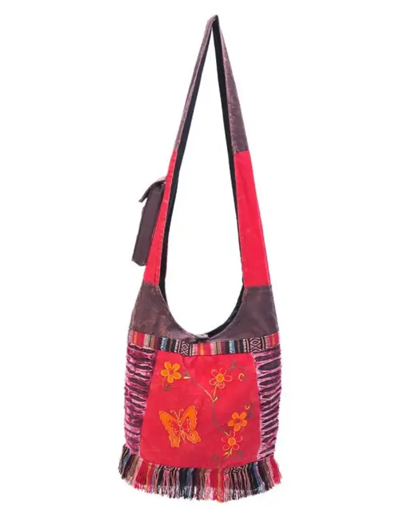 Butterfly Floral Vine Bohemian Hippie Boho Hobo Bag
