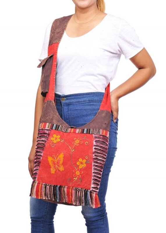 Butterfly Floral Vine Bohemian Hippie Boho Hobo Bag