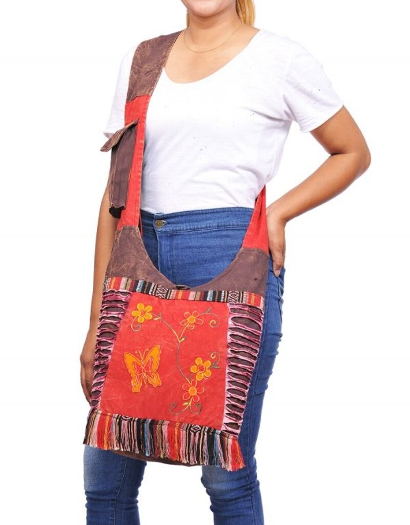 Butterfly Floral Vine Bohemian Hippie Boho Hobo Bag
