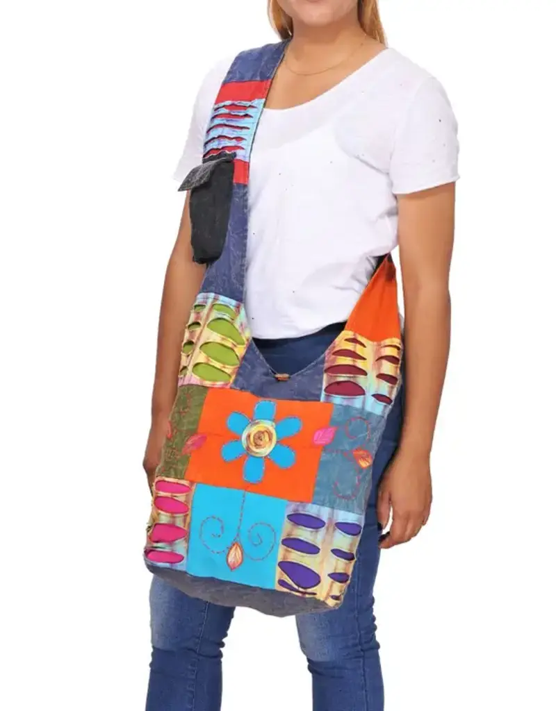 Flora and Fauna Patched Bohemian Hippie Boho Hobo Bag