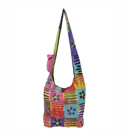 Floral and Razor Bohemian Hippie Boho Crossbody Hobo Bag - Multi