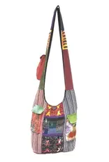 Sun, Moon and Cherry Patchwork Cotton Hobo Bag - Multi