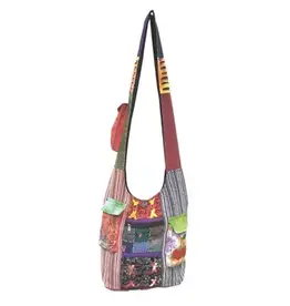 Sun, Moon and Cherry Patchwork Cotton Hobo Bag - Multi