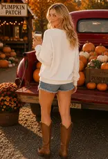 Pumpkin Truck Embroidered Patchwork Sweater