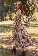 Pelicia Floral Printed Tiered Midi Dress