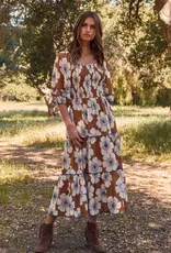 Pelicia Floral Printed Tiered Midi Dress