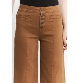 Holly Button Front High Rise Wide Crop Leg
