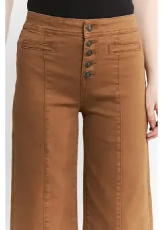Holly Button Front High Rise Wide Crop Leg