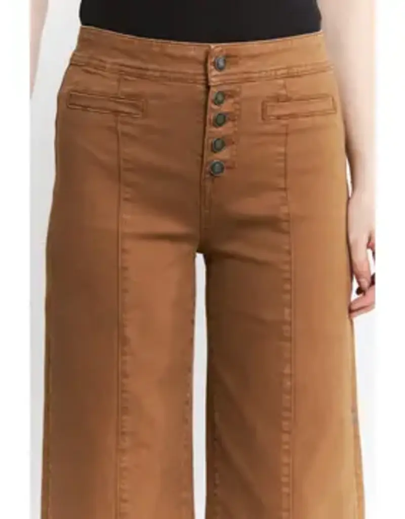 Holly Button Front High Rise Wide Crop Leg
