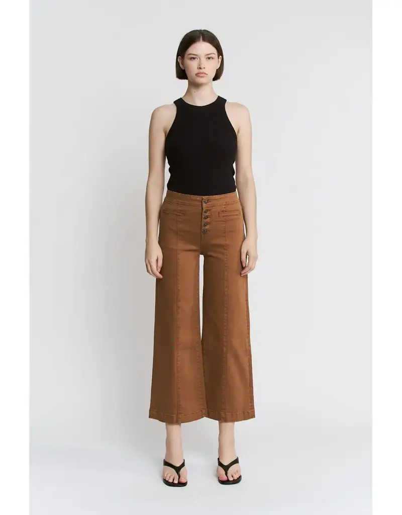 Holly Button Front High Rise Wide Crop Leg