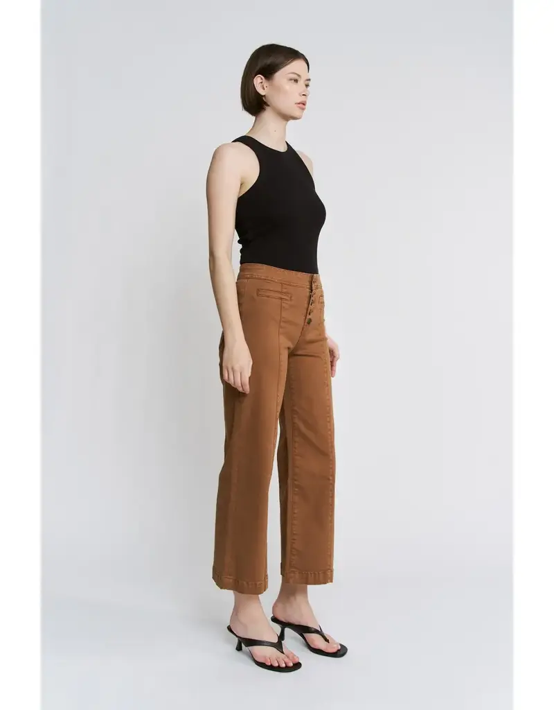 Holly Button Front High Rise Wide Crop Leg