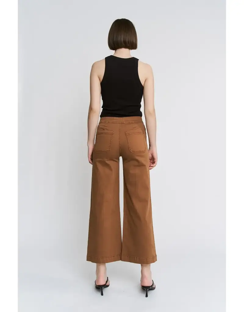 Holly Button Front High Rise Wide Crop Leg