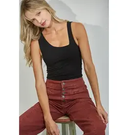 Bethany Button Front High Rise Wide Crop Leg