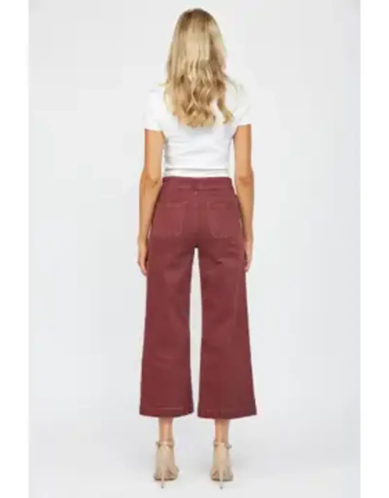 Bethany Button Front High Rise Wide Crop Leg